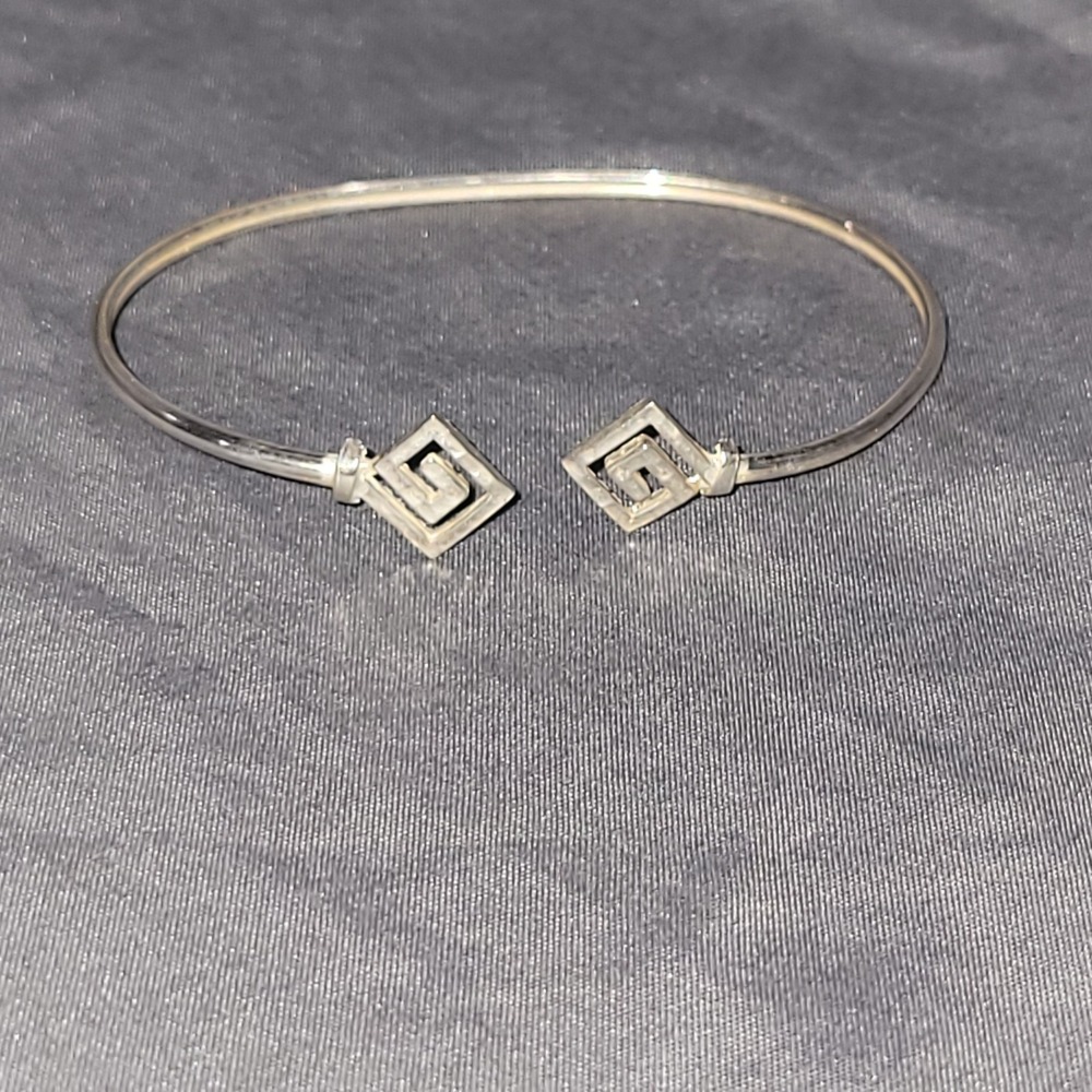 Greek Key Meander Sterling Silver 925 Cuff Bracelet
